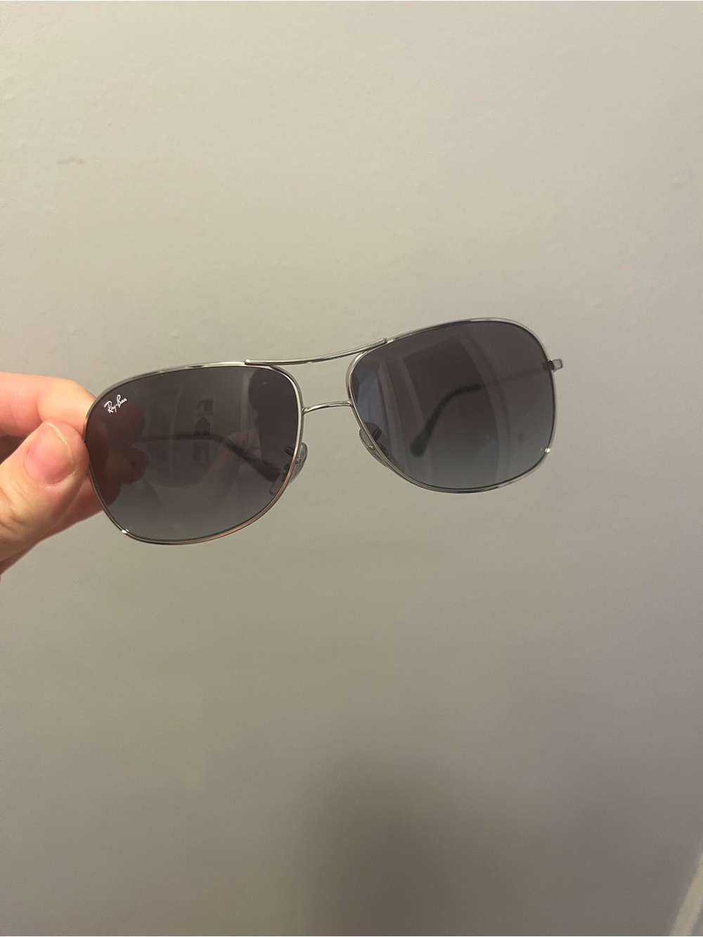 Ray-Ban Silver Frame Gray Gradient Aviator Sunglasses
